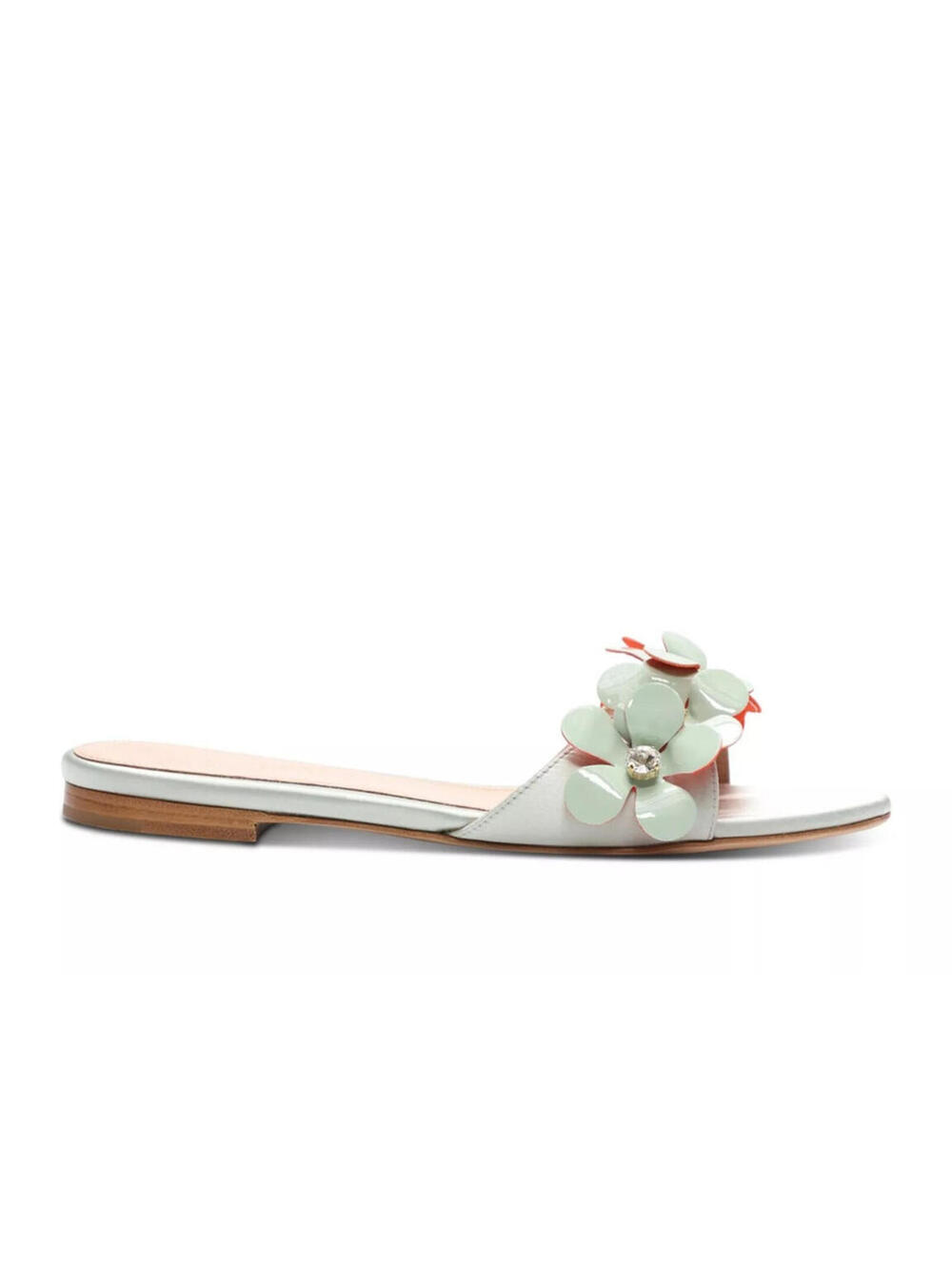 950$ Giambattista Valli Floral Embellished Slip On Sandals Size 8 US Light Blue - Picture 2 of 4
